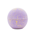 Swabees lavender and honey aromatherapy bath bomb sphere in purple with golden accents for a moisturizing soak.